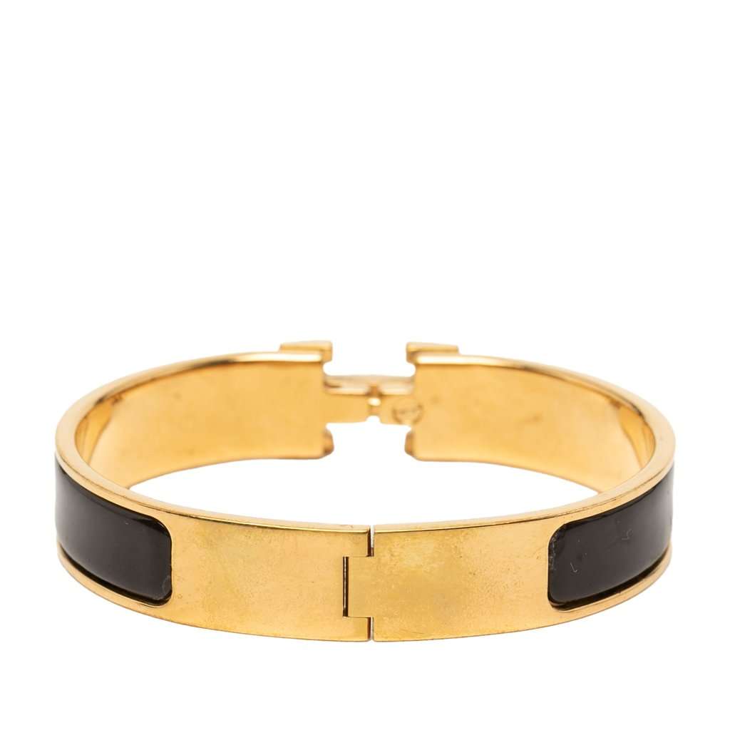 Hermès Narrow Enamel Clic H Bracelet PM Black Very good condition - Inside View