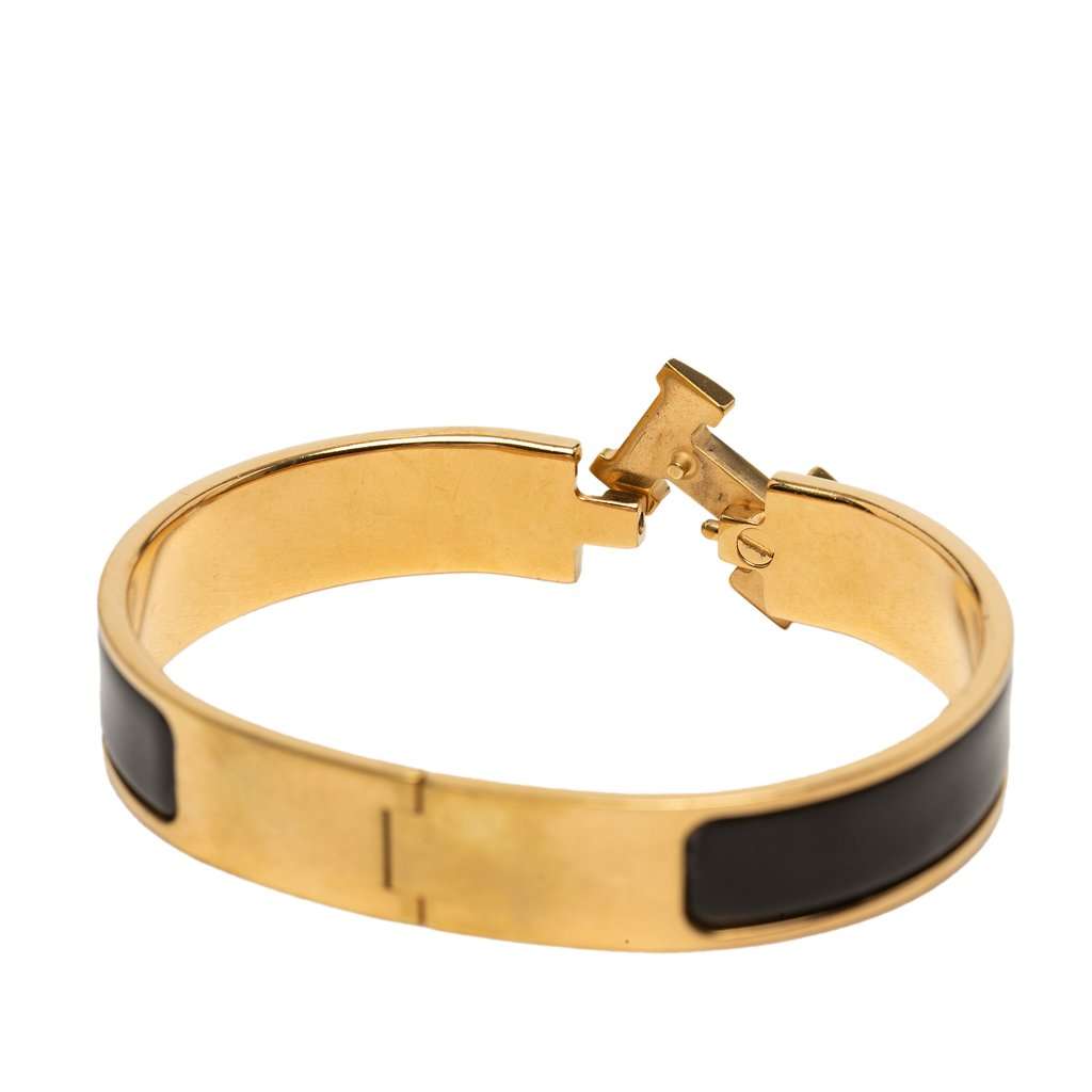 Hermès Narrow Enamel Clic H Bracelet PM Black Very good condition - Box View