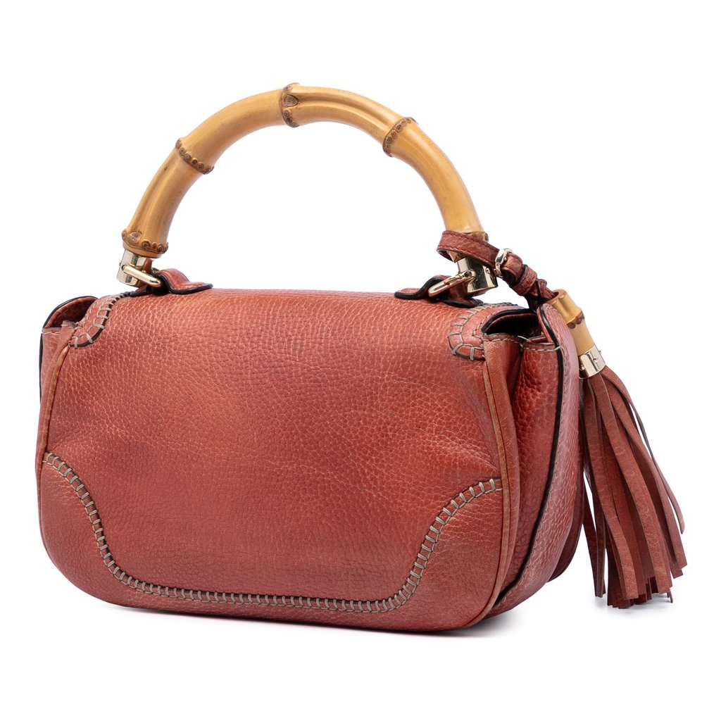 Gucci Medium Leather New Bamboo Satchel Red Leather Very good condition - Back View