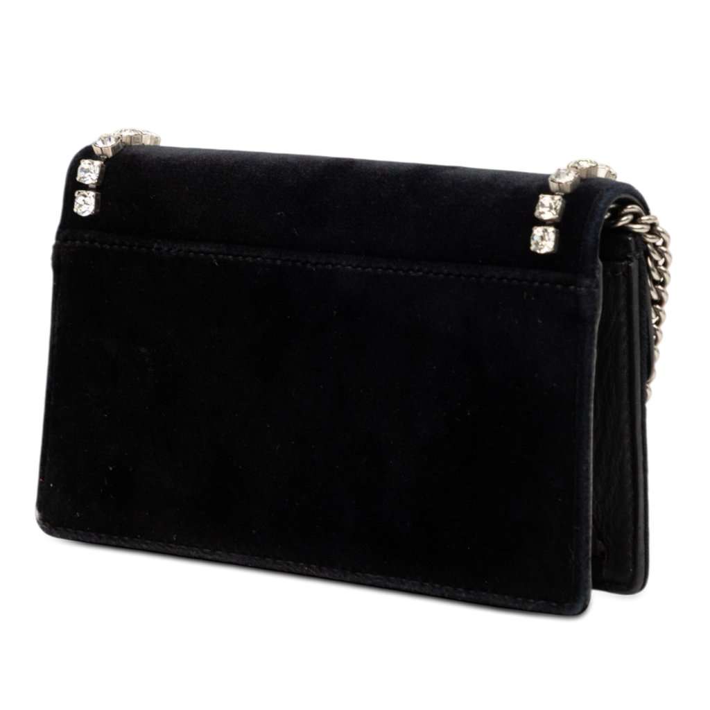 Gucci Mini Crystal Embellished Velvet Dionysus Crossbody Black Very good - Back View