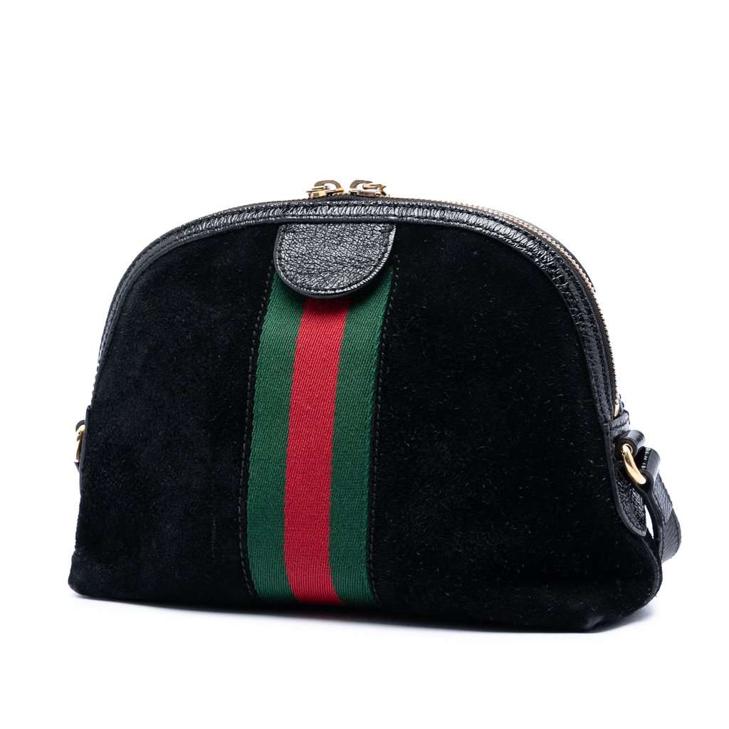 Gucci Small Suede Web Ophidia Dome Crossbody Black Leather Very good - Back View