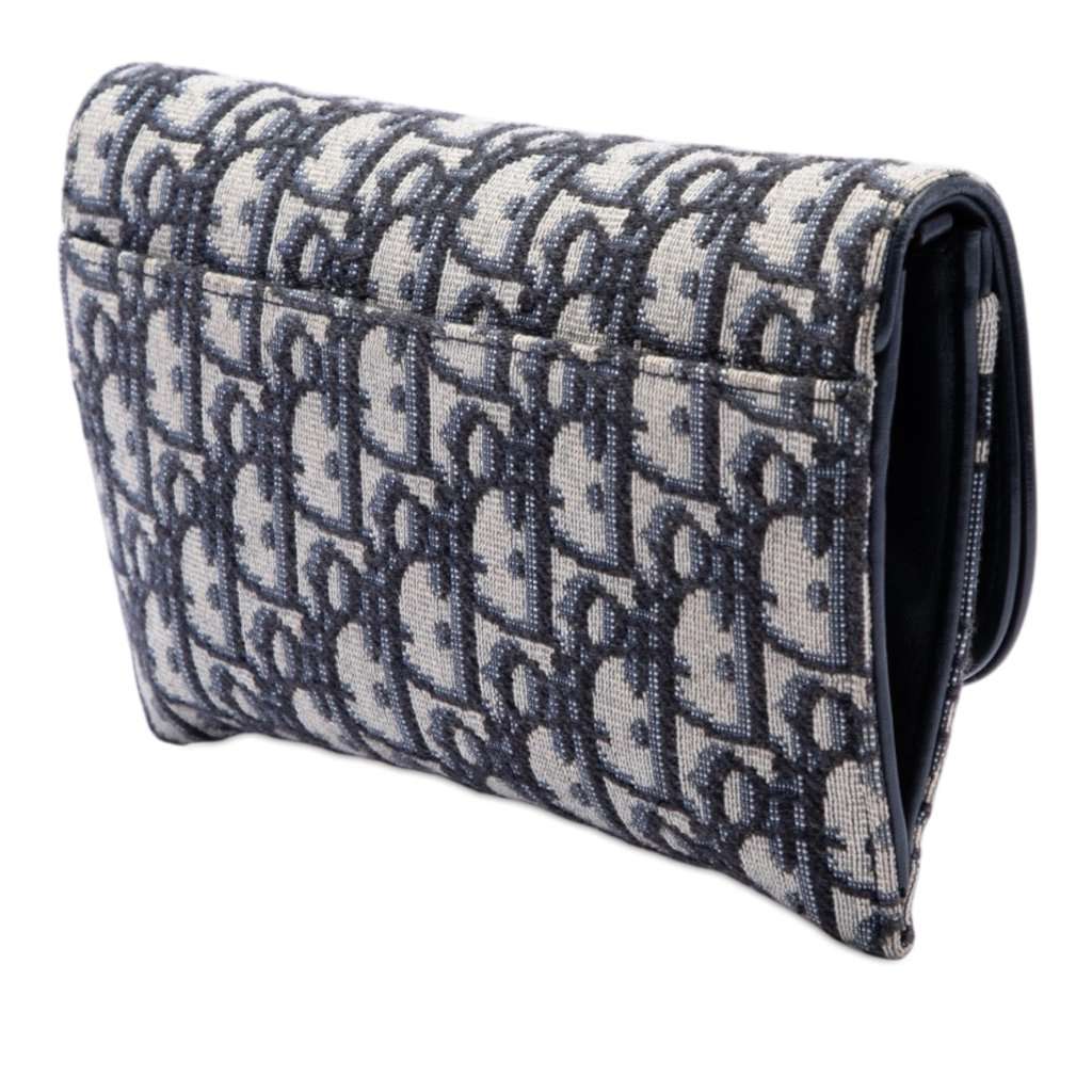 Dior Oblique Canvas Saddle Wallet On Chain Blue Very good - Back View
