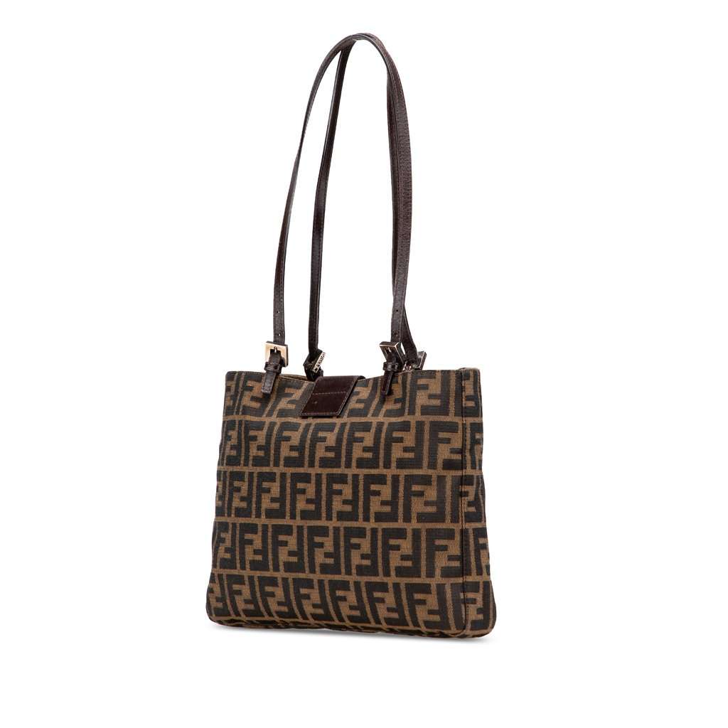 Fendi Zucca Canvas Shoulder Bag Brown Very good condition - Back View
