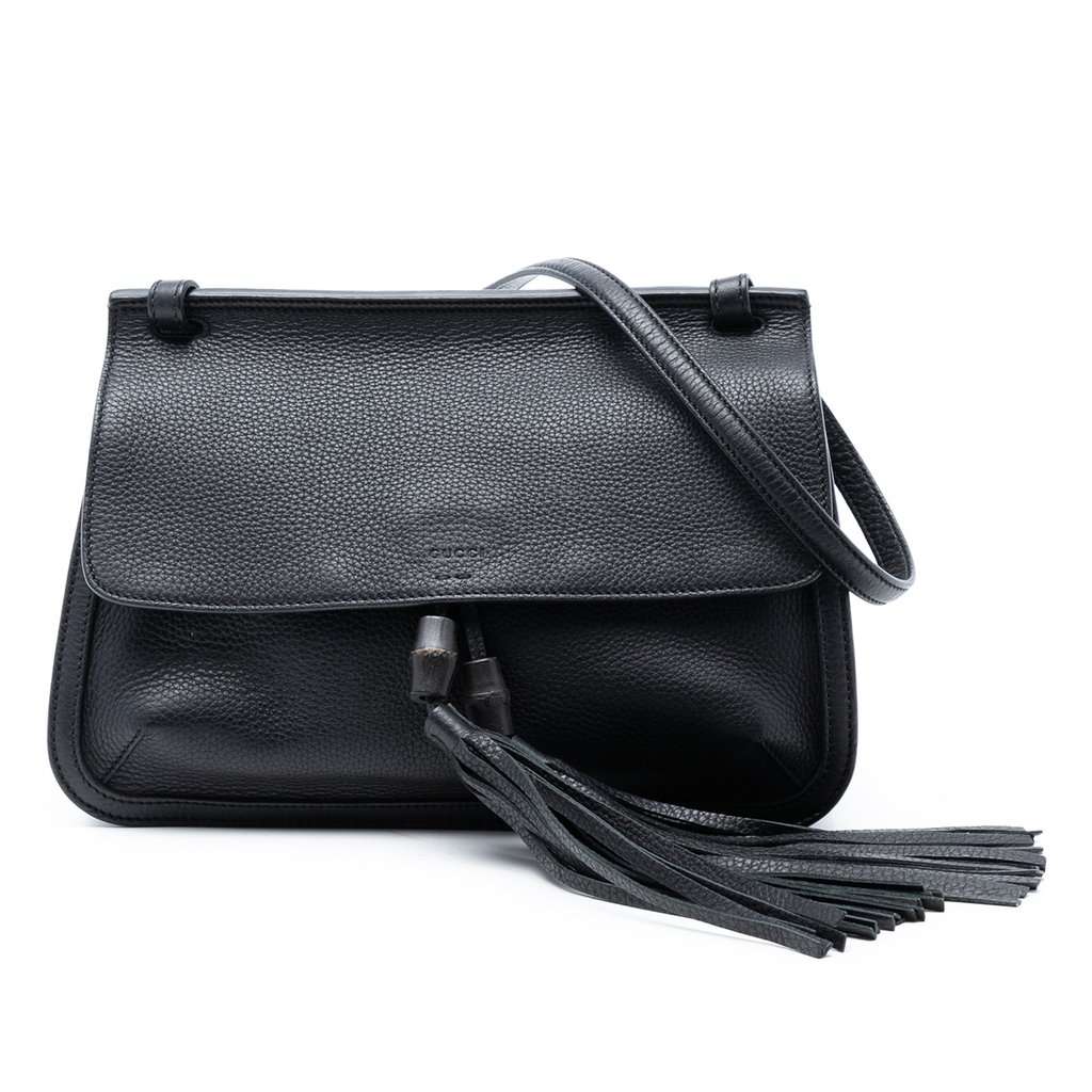 Gucci Medium Leather Bamboo Daily Crossbody Black Leather Very good condition - Front View