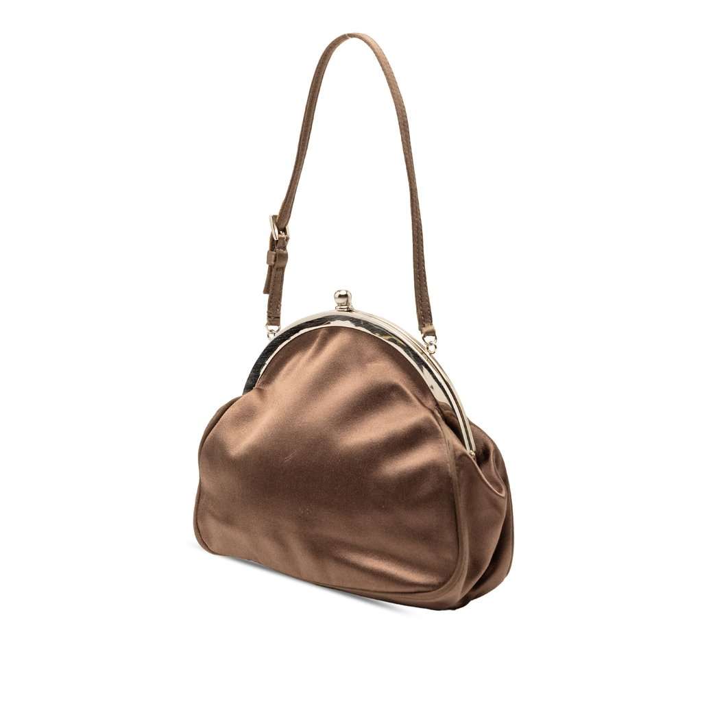 Prada Satin Kiss Lock Handbag Brown Very good condition - Back View