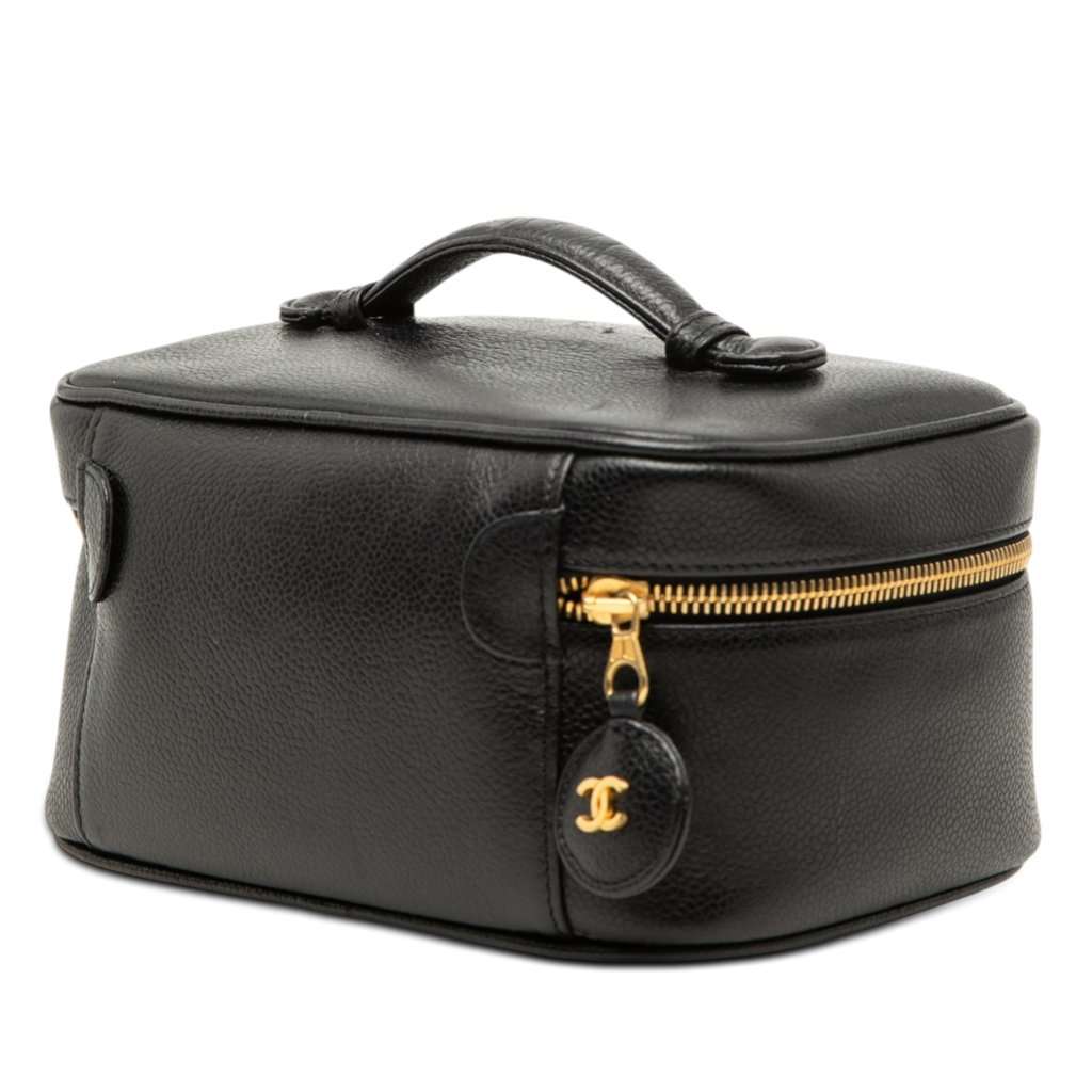 Chanel CC Caviar Vanity Case Black Leather Very good - Back View