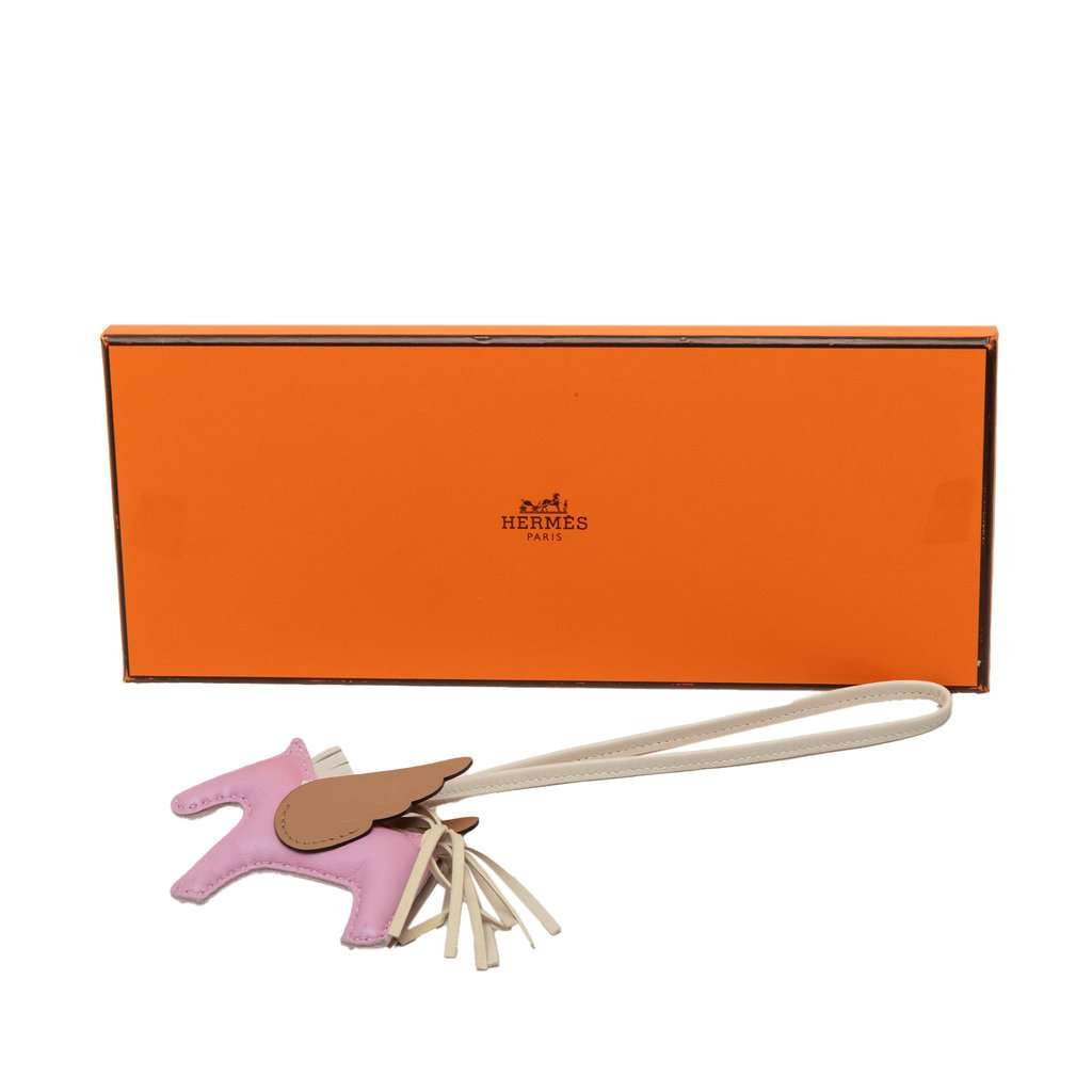 Hermès Milo Lambskin and Swift Grigri Rodeo Pegase Bag Charm PM Pink Leather Very good condition - Box View