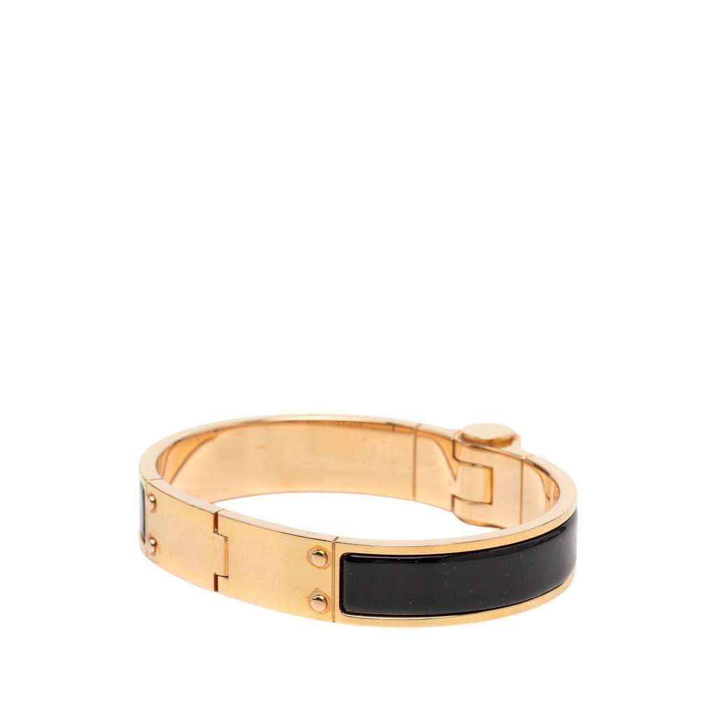 Hermès Narrow Enamel Charniere Uni Hinged Bracelet Black Very good - Back View