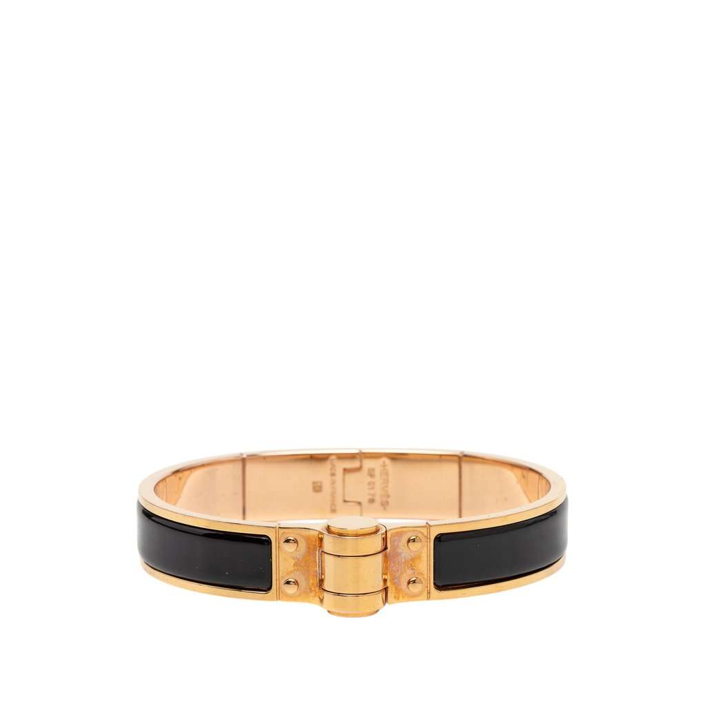 Hermès Narrow Enamel Charniere Uni Hinged Bracelet Black Very good - Inside View
