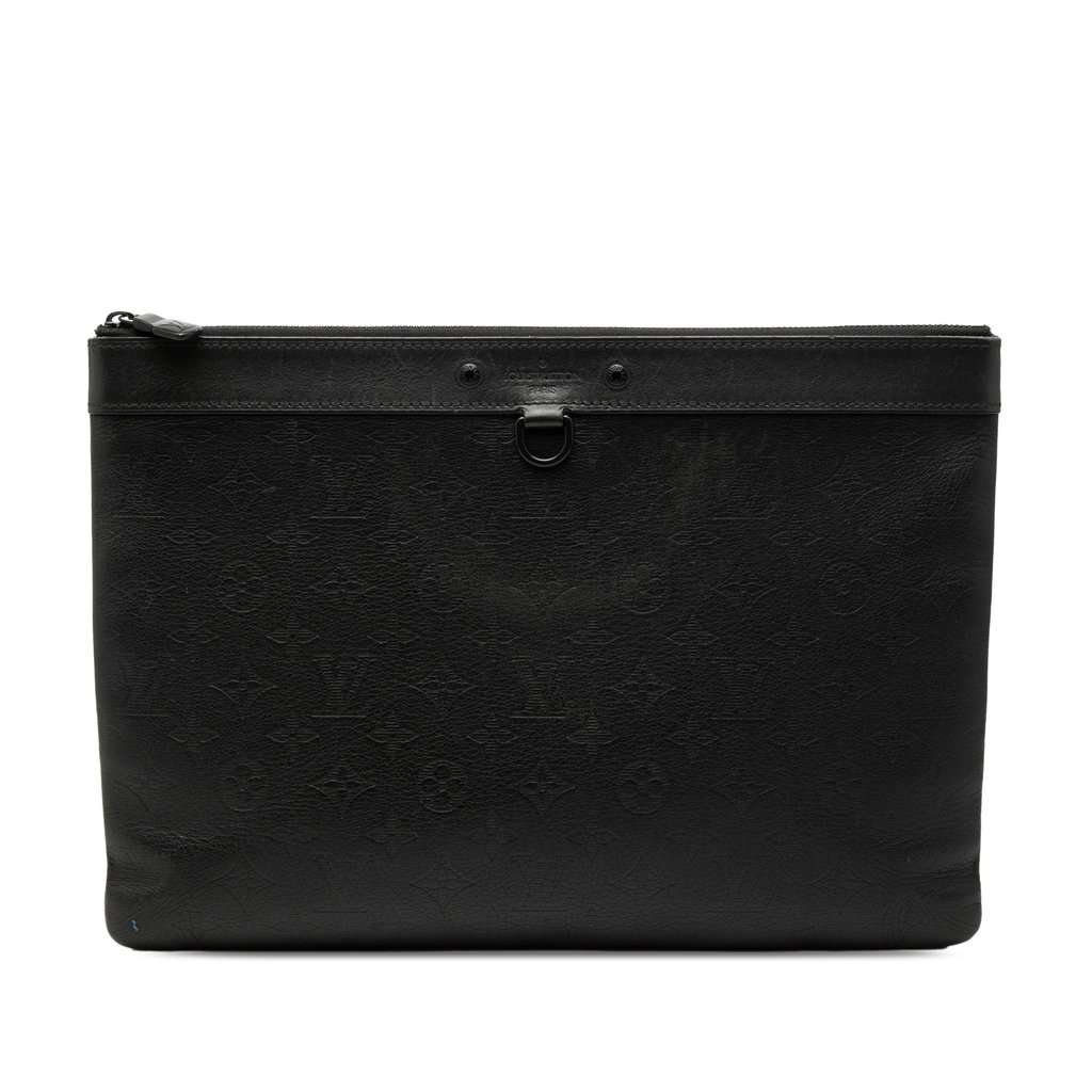 Louis Vuitton Monogram Shadow Discovery Pochette Black Leather Very good condition - Front View