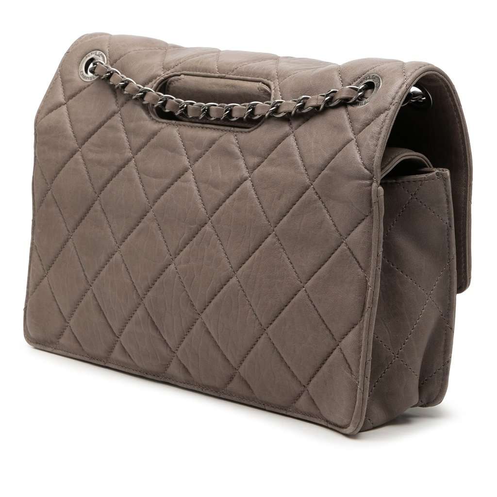 Chanel Paris Byzance Jumbo Washed Lambskin Take Away Flap Brown Leather Very good condition - Back View