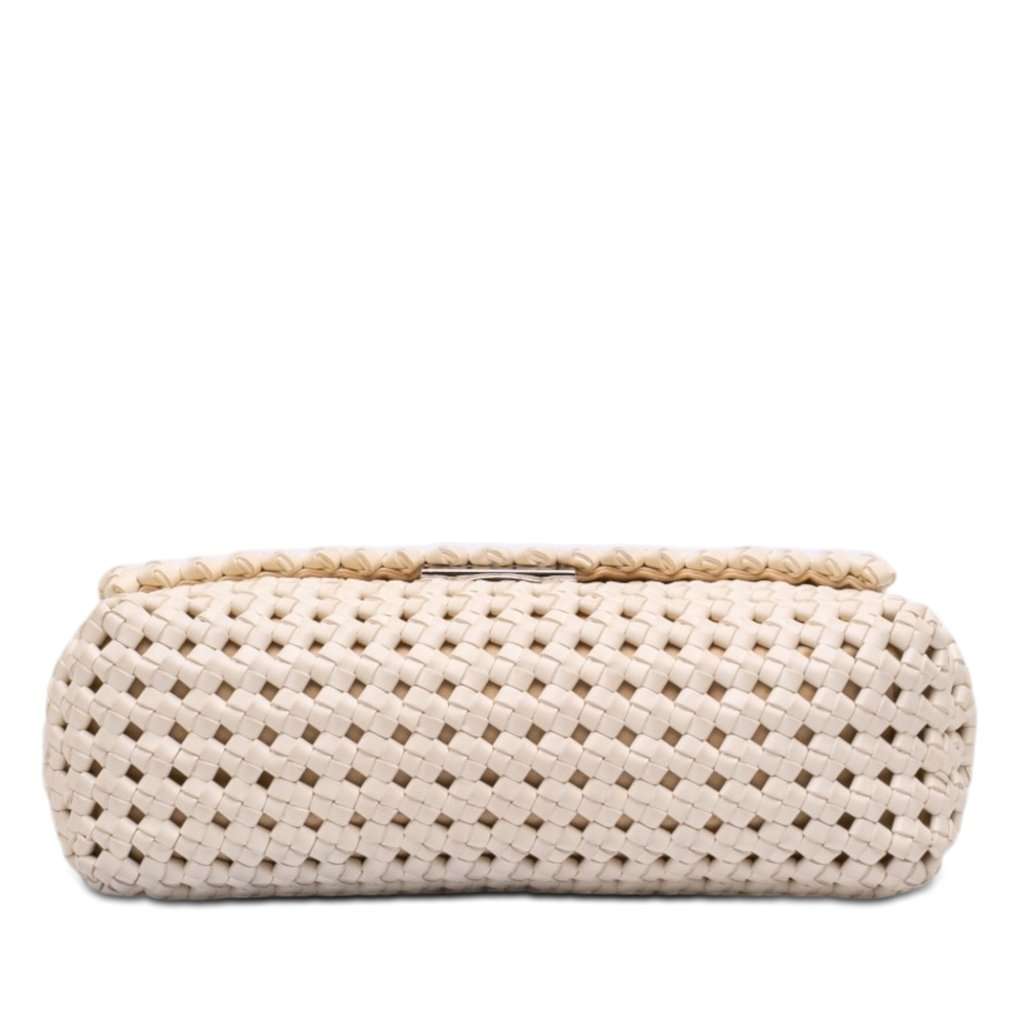 Stella McCartney Woven Faux Leather Becks Top Handle Bag White Very good condition - Inside View