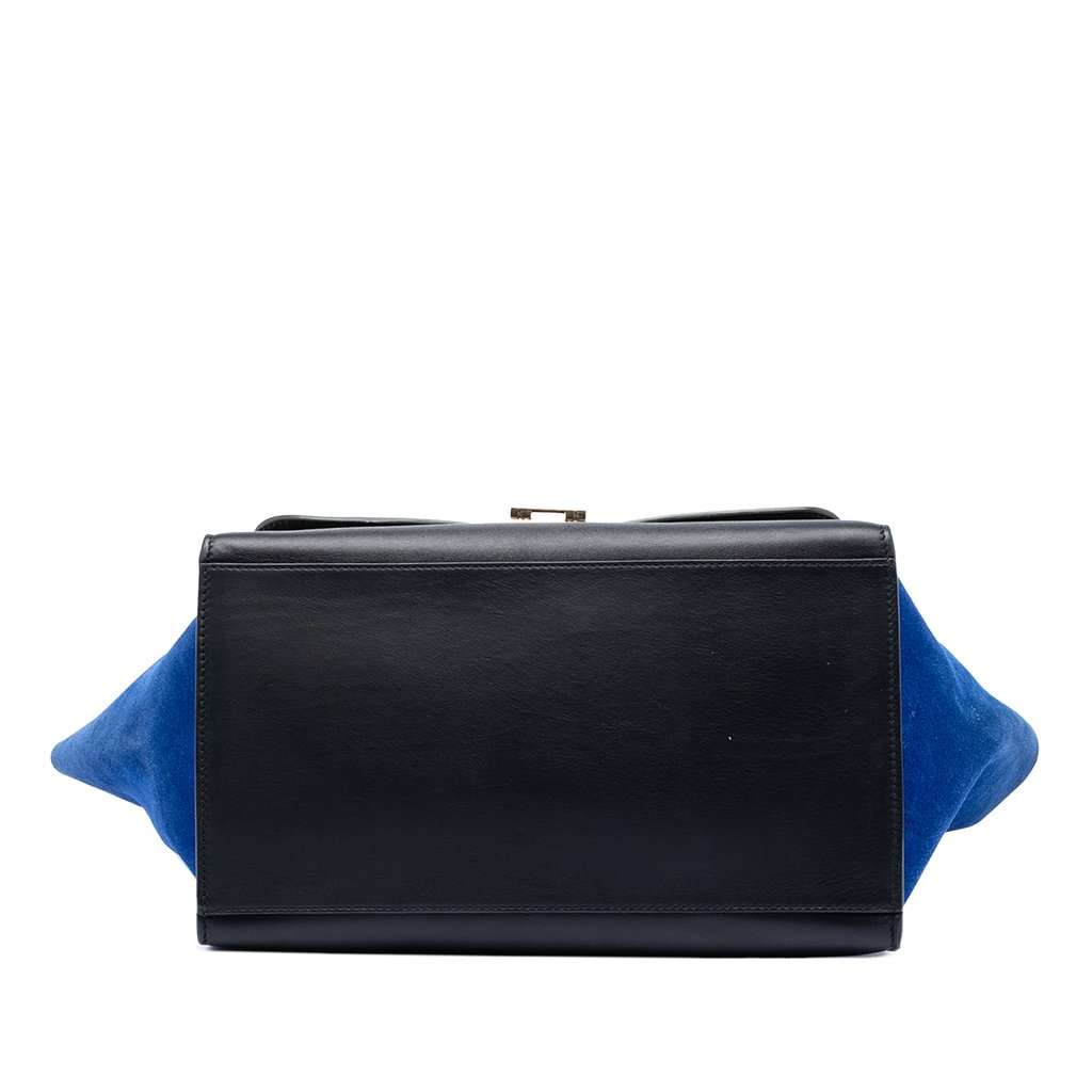 Celine Medium Tricolor Calfskin and Suede Trapeze Satchel Black Leather Very good condition - Inside View
