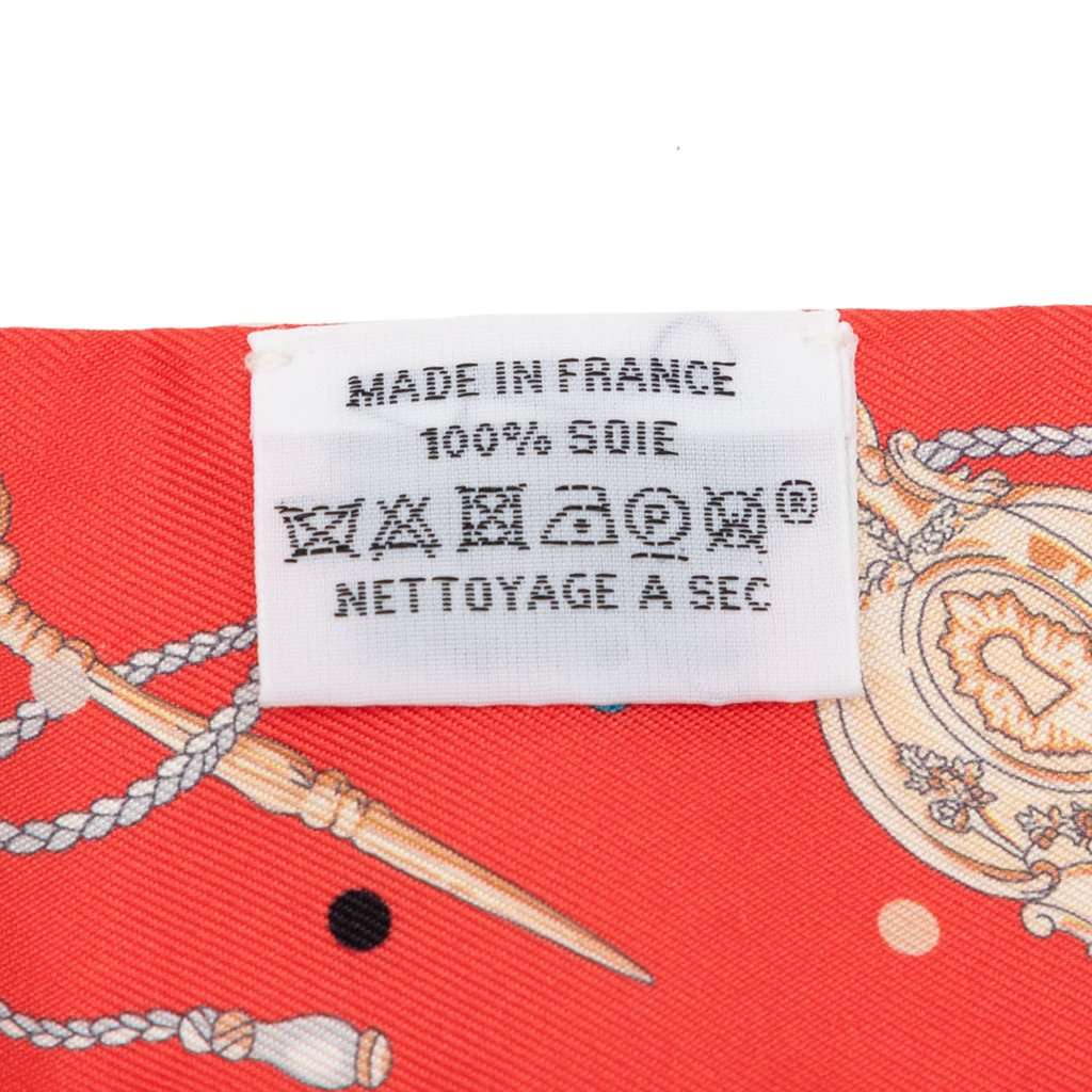 Hermès Les Cles a Pois Silk Twilly Scarf Red Never worn - Back View