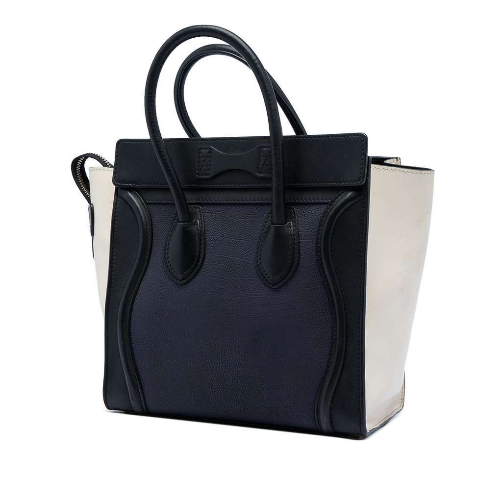 Celine Micro Tricolor Leather Luggage Tote Blue Leather Very good - Back View