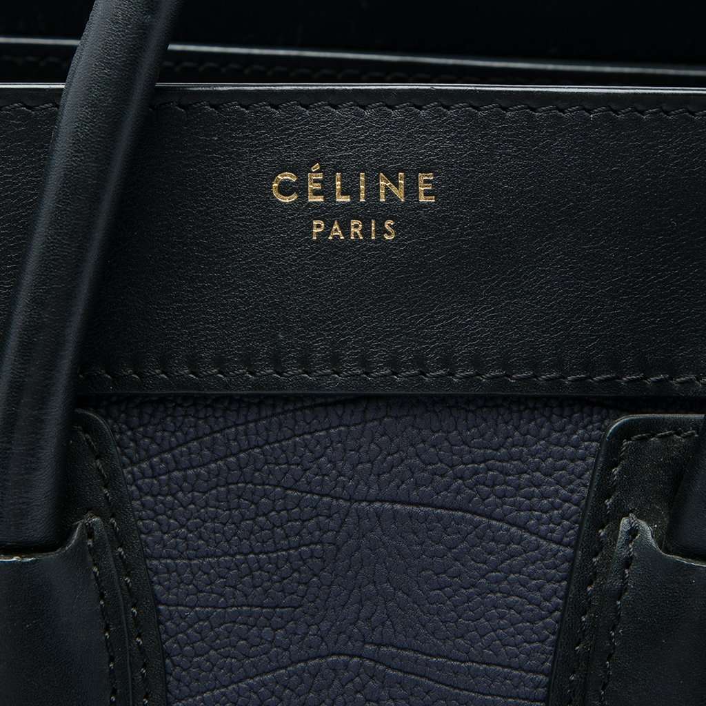 Celine Micro Tricolor Leather Luggage Tote Blue Leather Very good - Box View