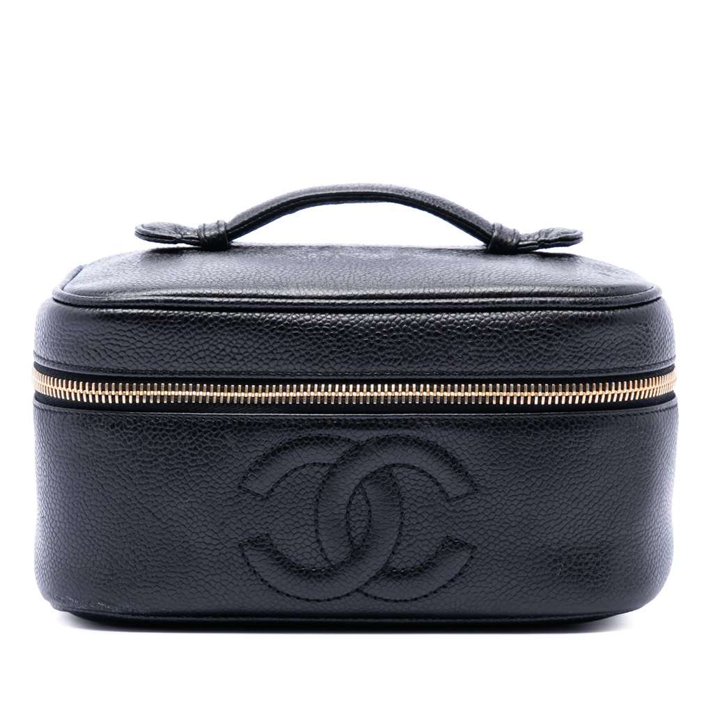 Chanel CC Caviar Vanity Bag Black Leather Very good - Front View