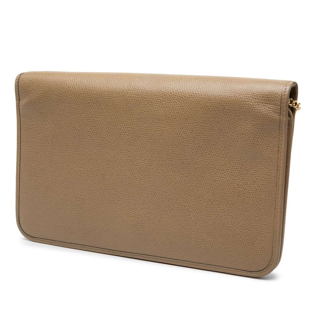 Dior Leather Chain Shoulder Bag Beige Leather Very good - Back View