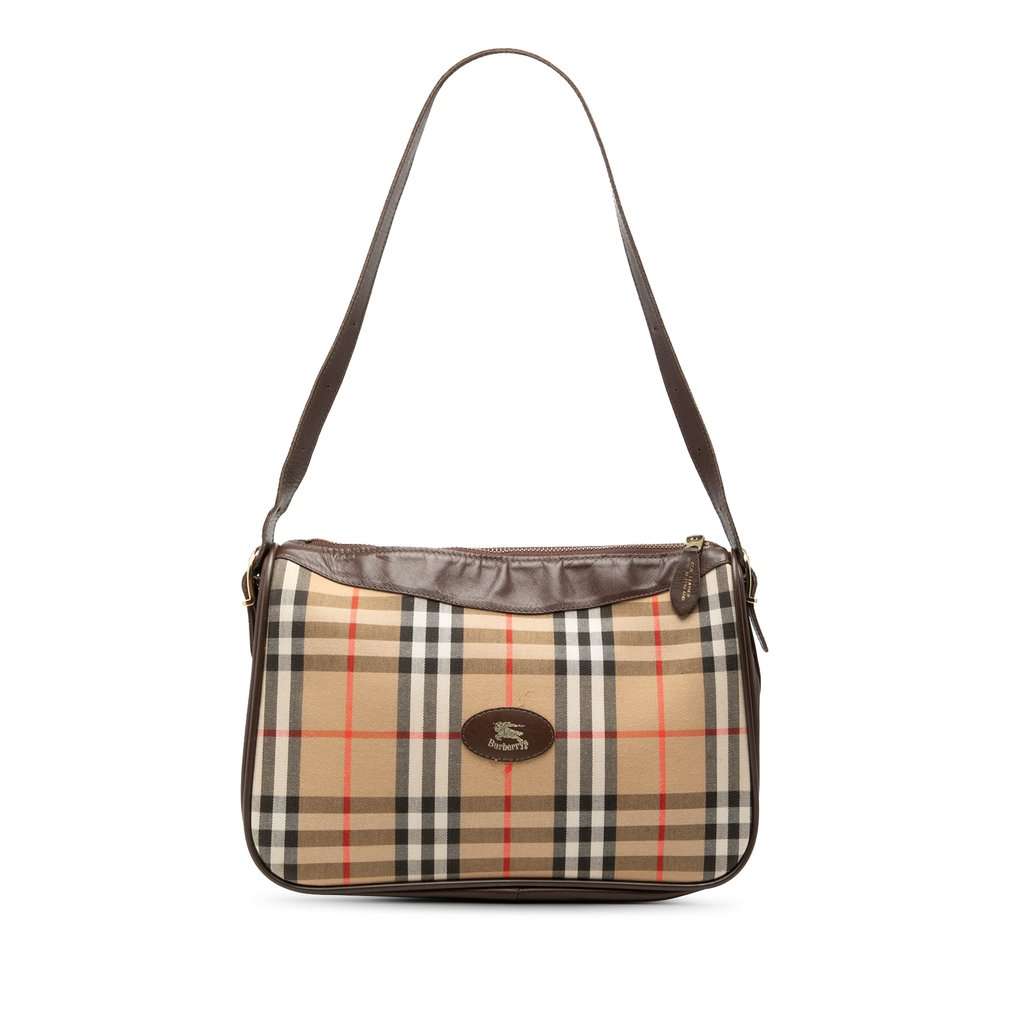 Burberry Haymarket Check Canvas Shoulder Bag Beige Very good - Front View