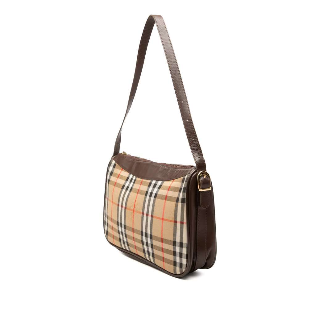 Burberry Haymarket Check Canvas Shoulder Bag Beige Very good - Back View
