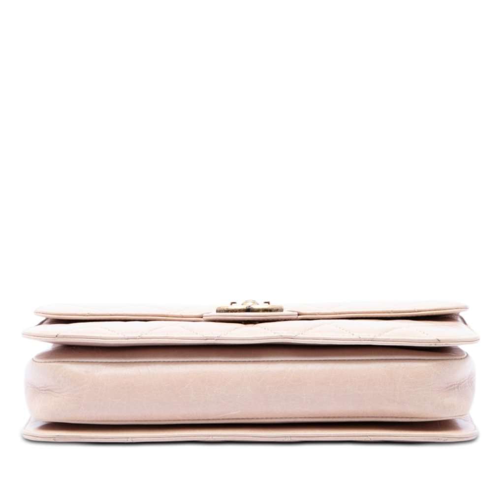Chanel Medium Quilted Glazed Calfskin Perfect Edge Flap Beige Leather Very good - Inside View