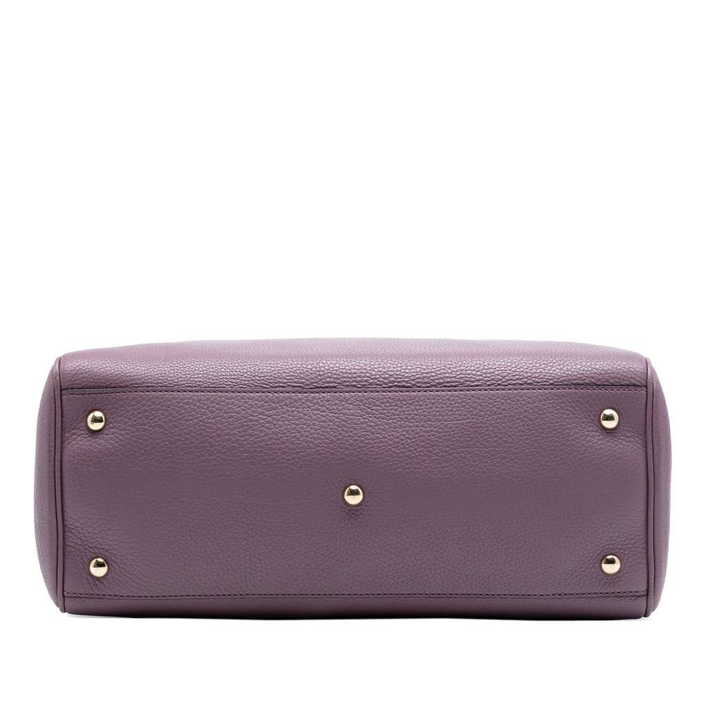 Gucci Medium Calfskin Bamboo Shopper Satchel Purple Leather Very good condition - Inside View
