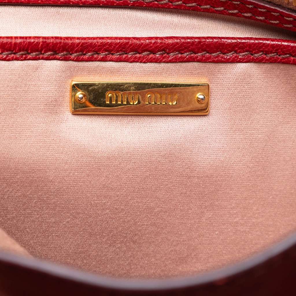 Miu Miu Bicolor Goatskin Madras Satchel Orange Leather Very good condition - Box View