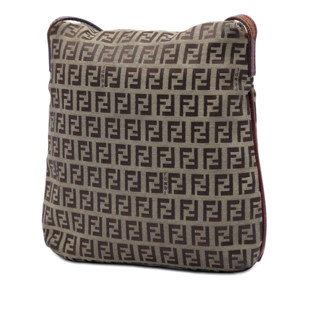 Fendi Zucchino Canvas Crossbody Brown Very good - Back View