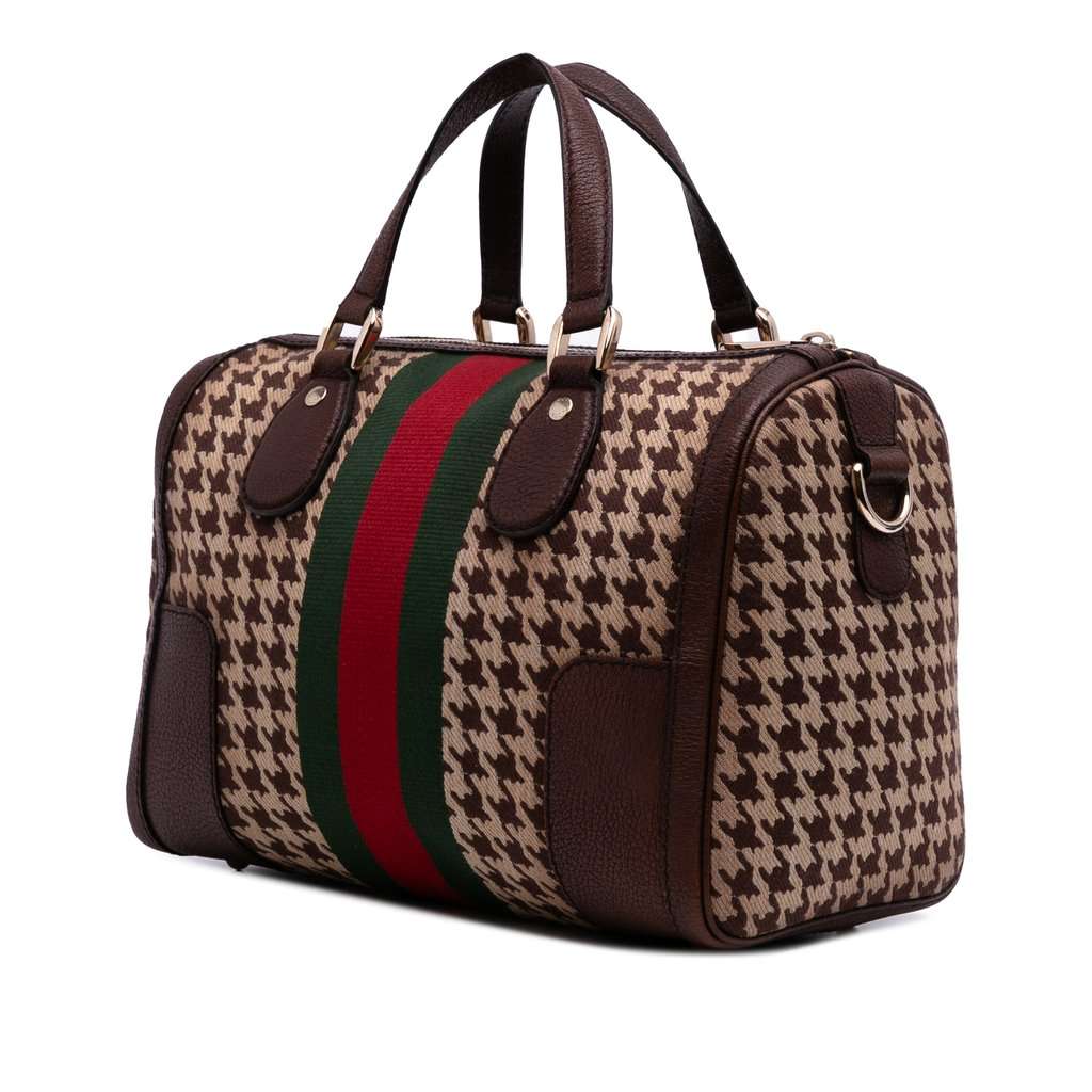 Gucci Cotton Seventies Web Boston Bag Brown Very good condition - Back View