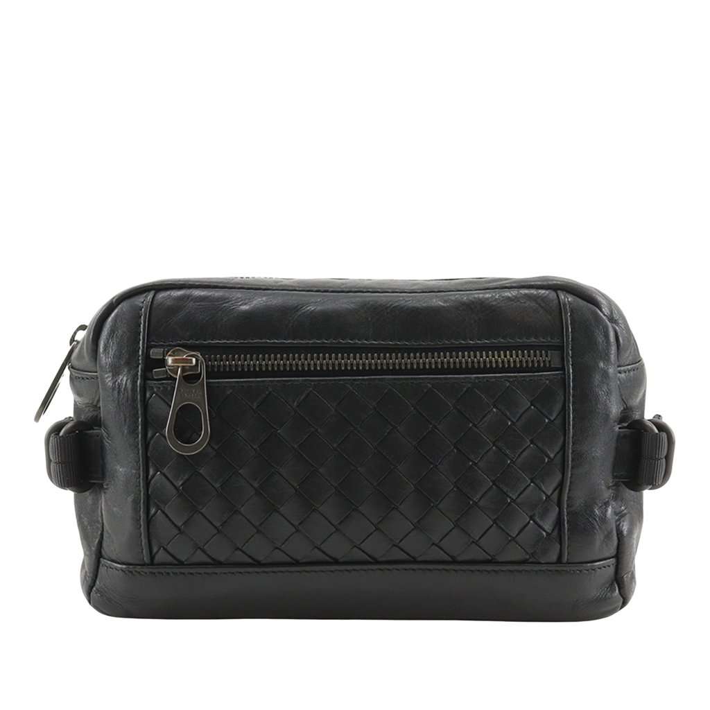 Bottega Veneta Nappa Intrecciato Belt Bag Black Leather Very good condition - Front View
