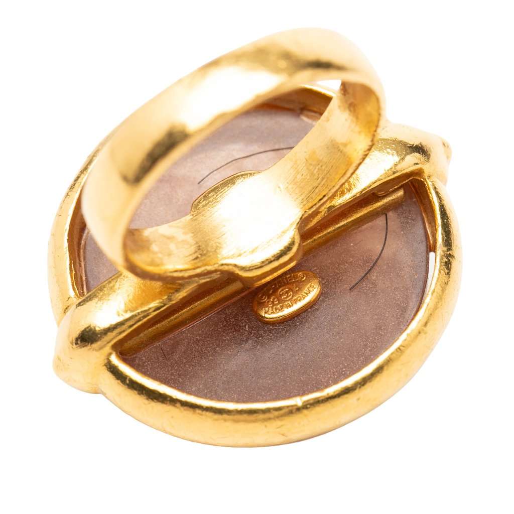 Chanel CC Gold Plated and Glass Round Ring Gold Metal Very good condition - Model View
