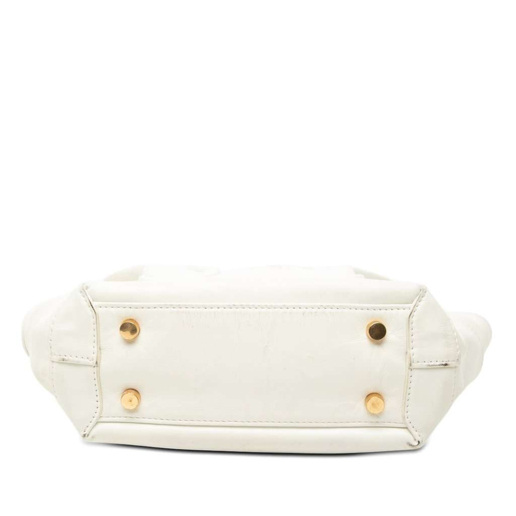Bottega Veneta Mini Calfskin Maxi Intrecciato Arco Slouch Satchel White Leather Very good - Inside View