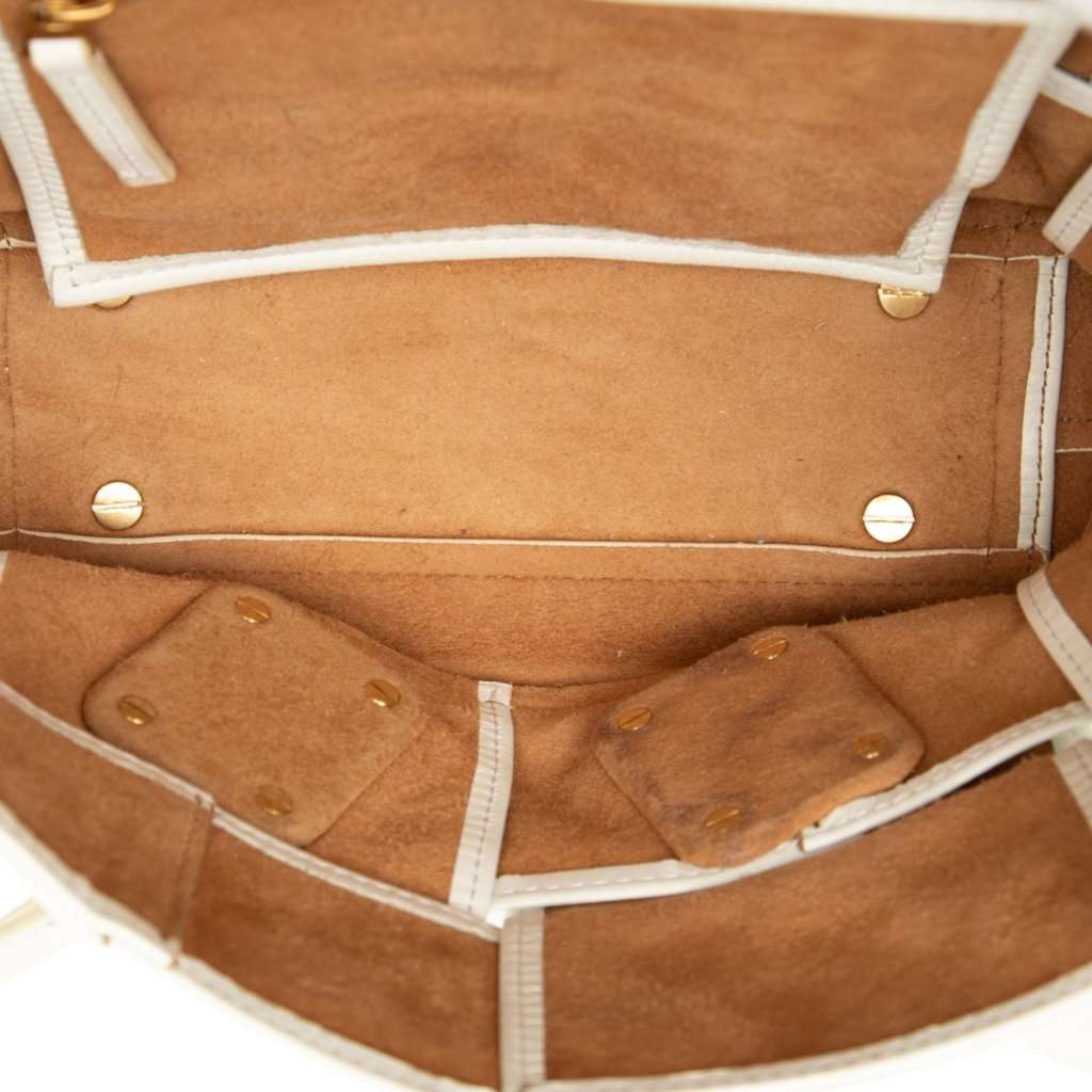 Bottega Veneta Mini Calfskin Maxi Intrecciato Arco Slouch Satchel White Leather Very good - Model View