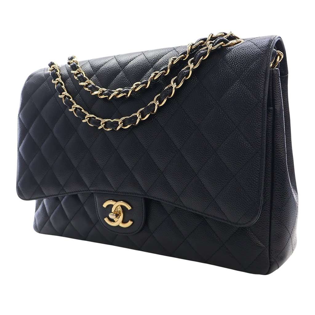 Chanel Maxi Classic Caviar Double Flap Black Leather Very good condition - Inside View