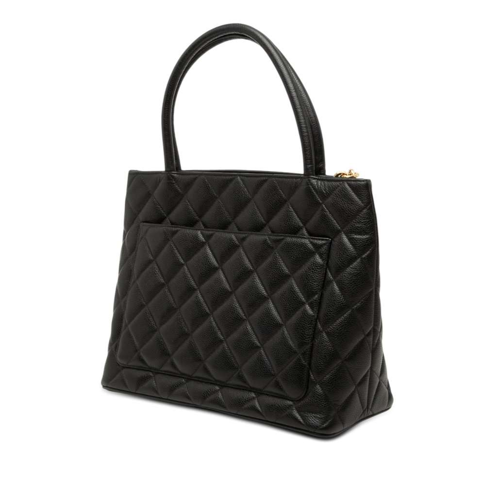 Chanel Caviar Medallion Tote Black Leather Very good - Back View
