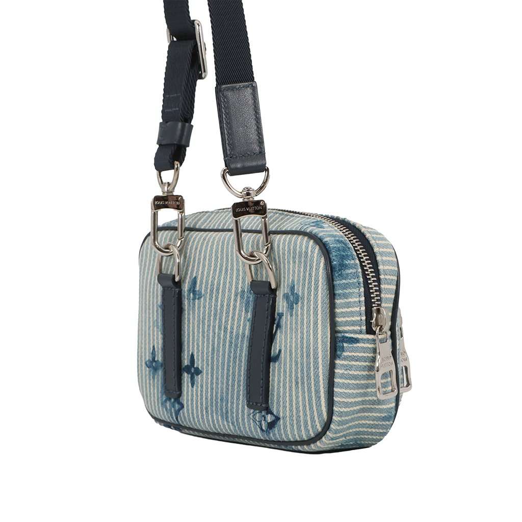 Louis Vuitton Monogram Denim Watercolor Hickory Stripes Outdoor Pouch Blue Very good - Back View