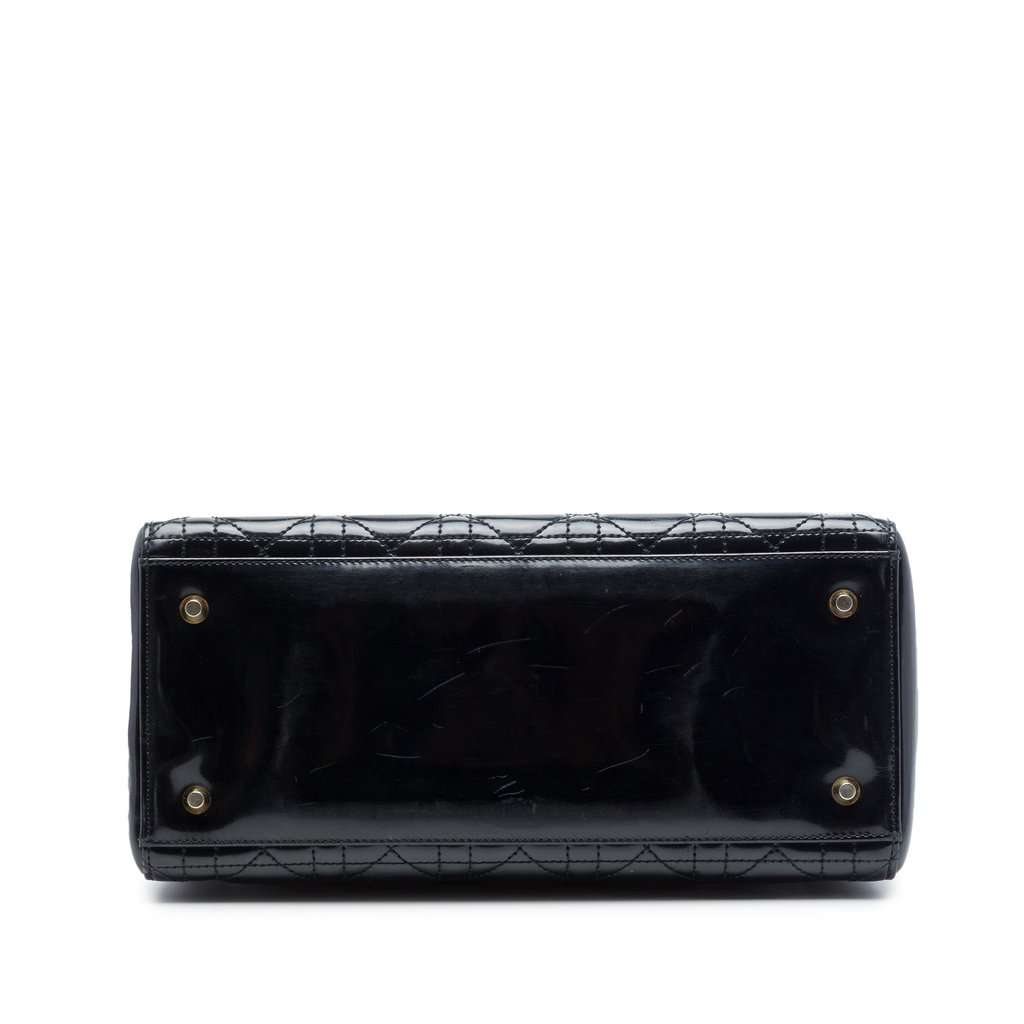 Dior Medium Patent Cannage Lady Dior Black Leather Very good condition - Inside View