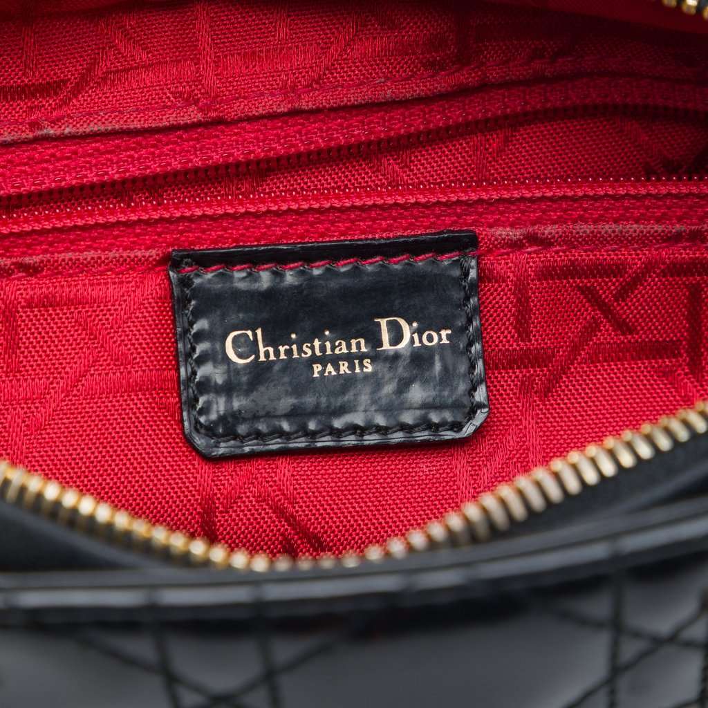 Dior Medium Patent Cannage Lady Dior Black Leather Very good condition - Box View