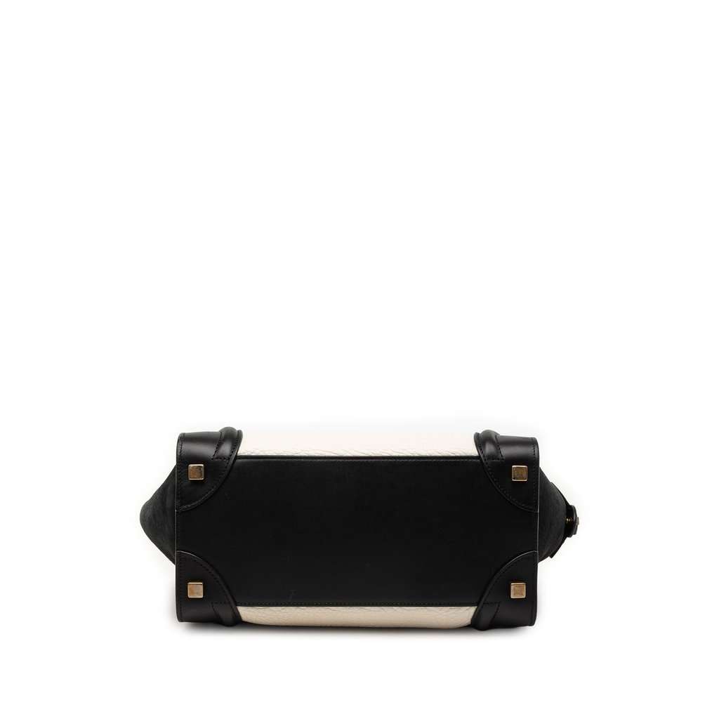 Celine Micro Bicolor Nubuck and Drummed Calfskin Luggage Tote White Leather Very good - Inside View
