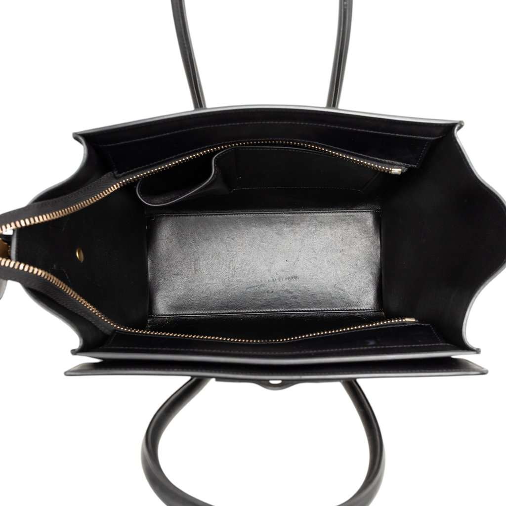 Celine Micro Bicolor Nubuck and Drummed Calfskin Luggage Tote White Leather Very good - Model View