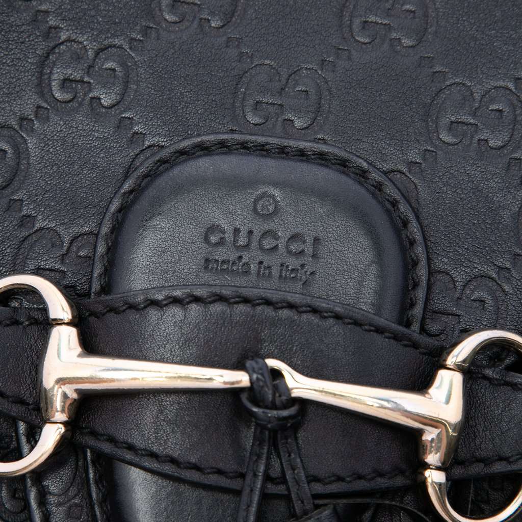 Gucci Medium Guccissima Emily Shoulder Bag Black Leather Very good condition - Box View