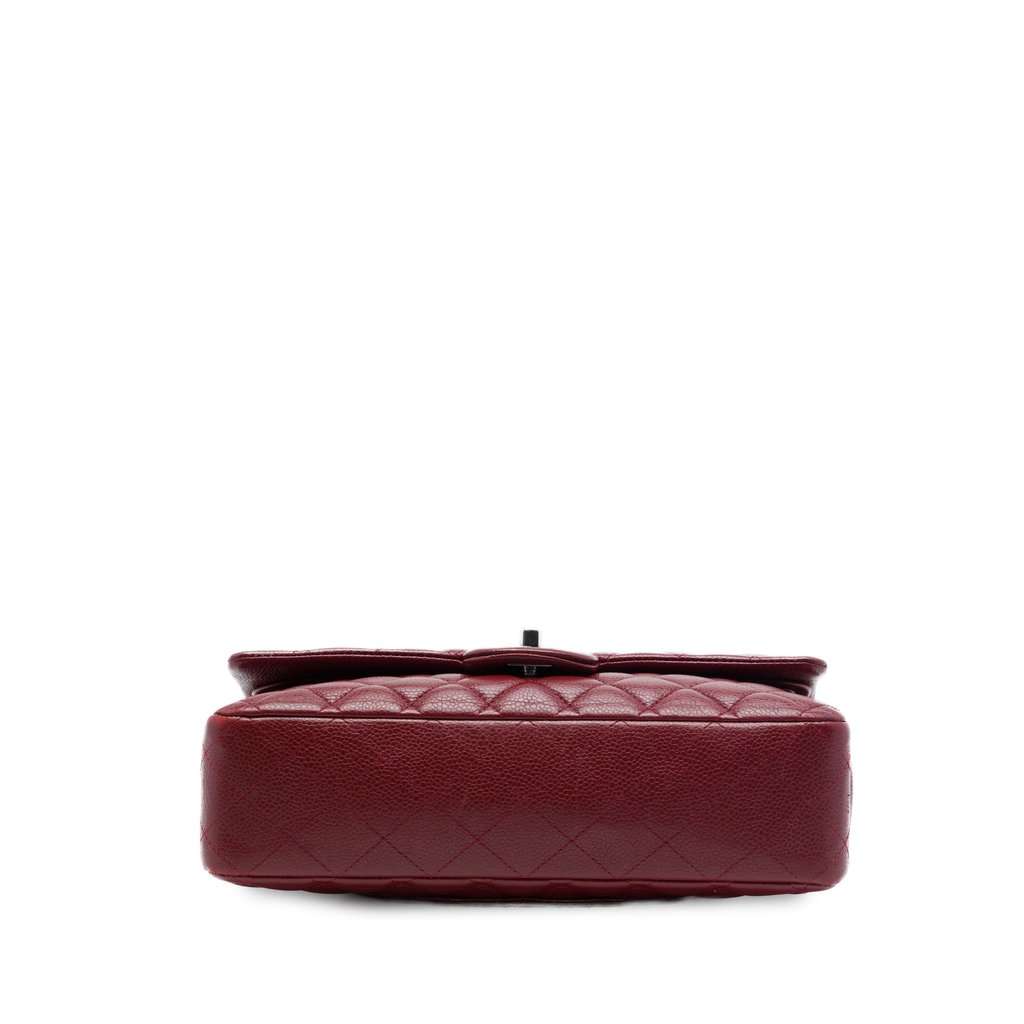 Chanel Medium Classic Caviar Double Flap Red Leather Very good - Inside View