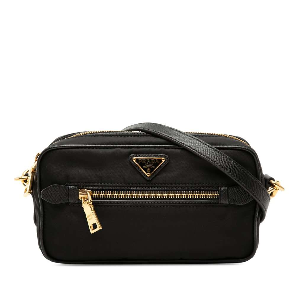 Prada Small Tessuto Front Pocket Camera Bag Black Very good - Front View