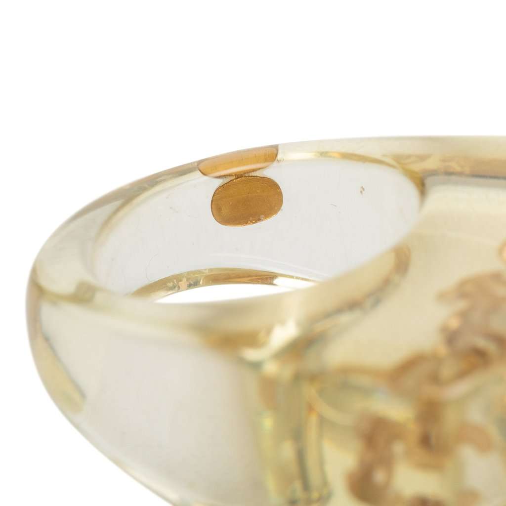 Chanel CC Acrylic and Gold Plated Logo Ring Gold Plastic Very good condition - Model View
