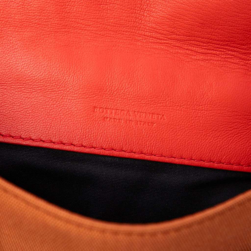 Bottega Veneta Nappa Intrecciato Trimmed Nylon High Tech Crossbody Orange Very good - Box View