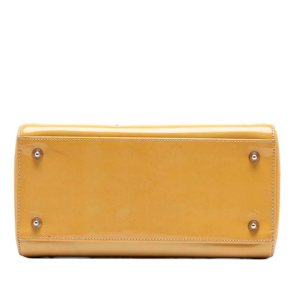 Dior Medium Ombre Patent Cannage Lady Dior Yellow Leather Very good condition - Inside View