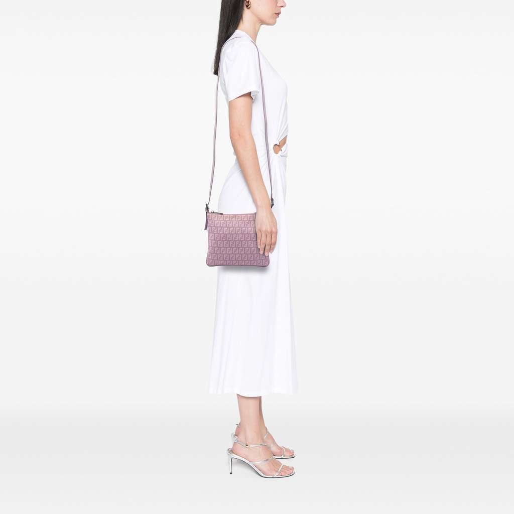 Fendi Zucchino Canvas Crossbody Pink Very good condition - Box View