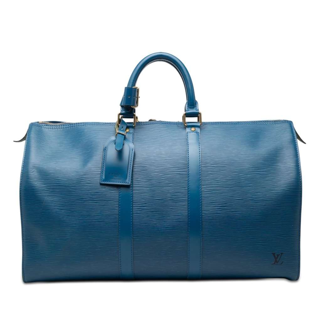 Louis Vuitton Epi Keepall 45 Blue Leather Very good condition - Front View