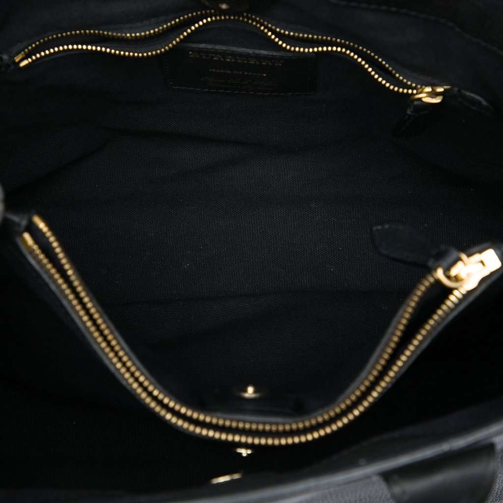 Burberry Medium Leather and House Check Banner Satchel Black Leather Very good condition - Model View