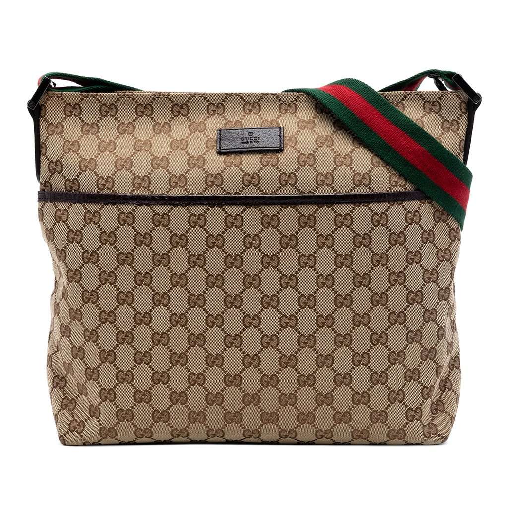 Gucci GG Canvas Web Crossbody Beige Very good condition - Front View